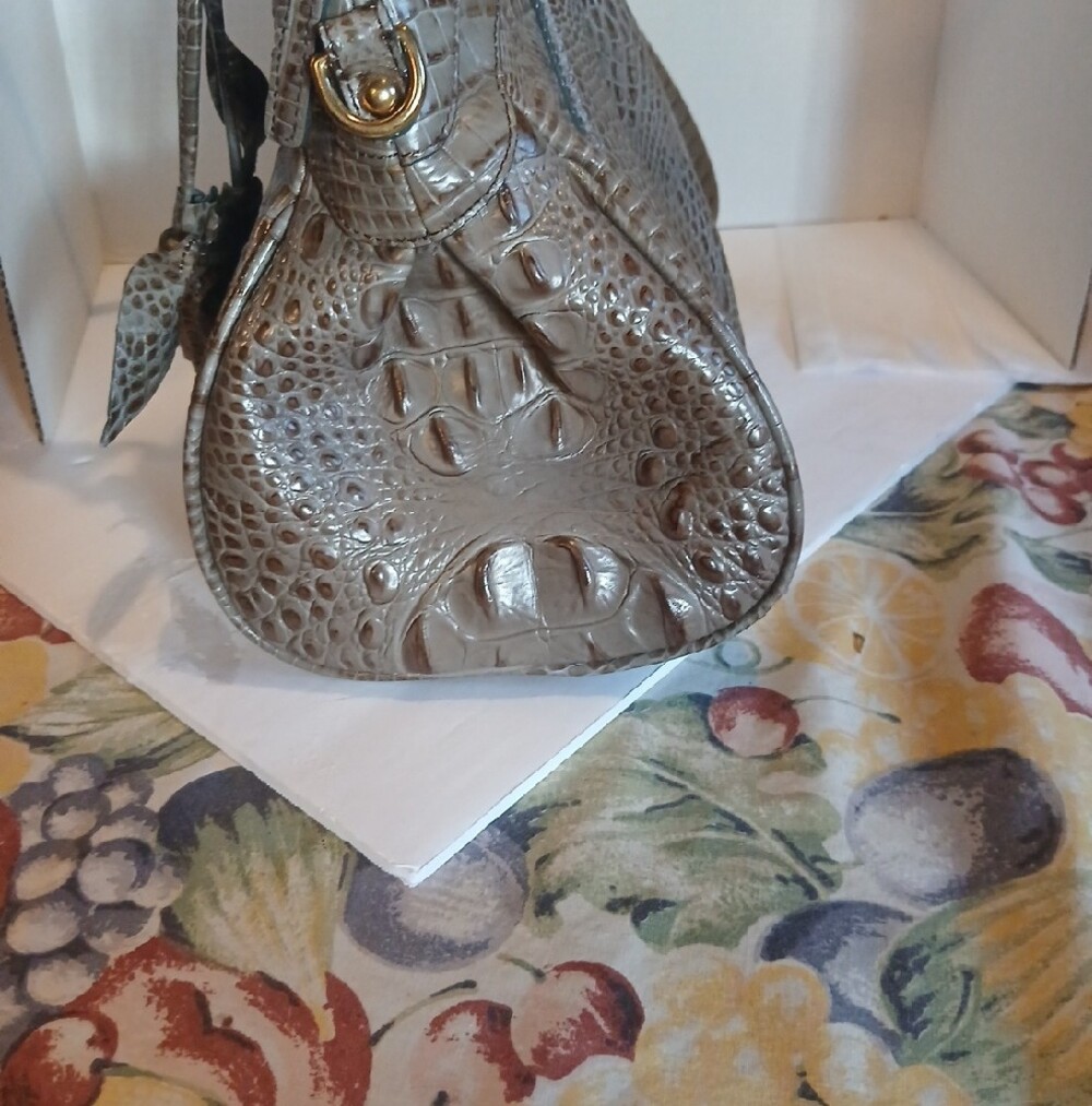 Brahmin Taupe Croc-Embossed Top-Handle Satchel - Picture 9 of 9